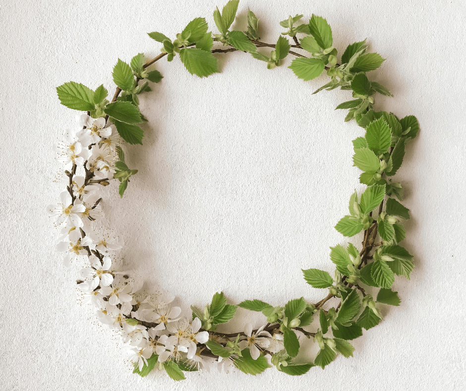 Green Leaves and White Flower Crown
